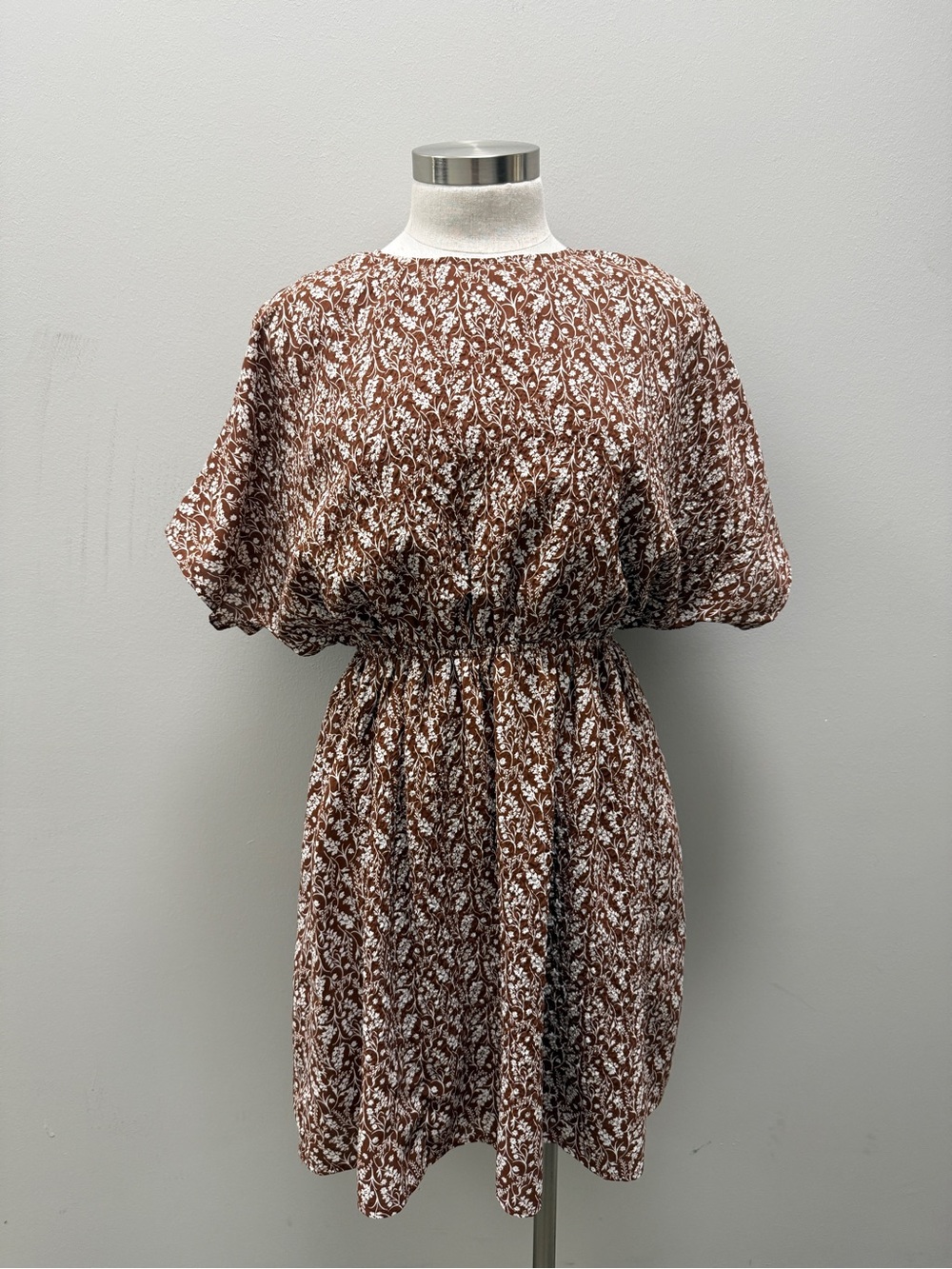 Doe & Rae Brown Floral Women's Dress with Pockets